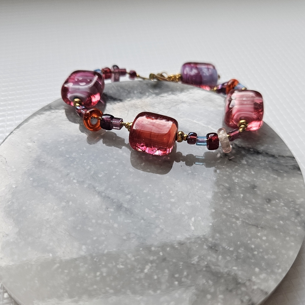 Elegant Pink Beaded Bracelet